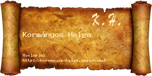 Kormányos Helga névjegykártya